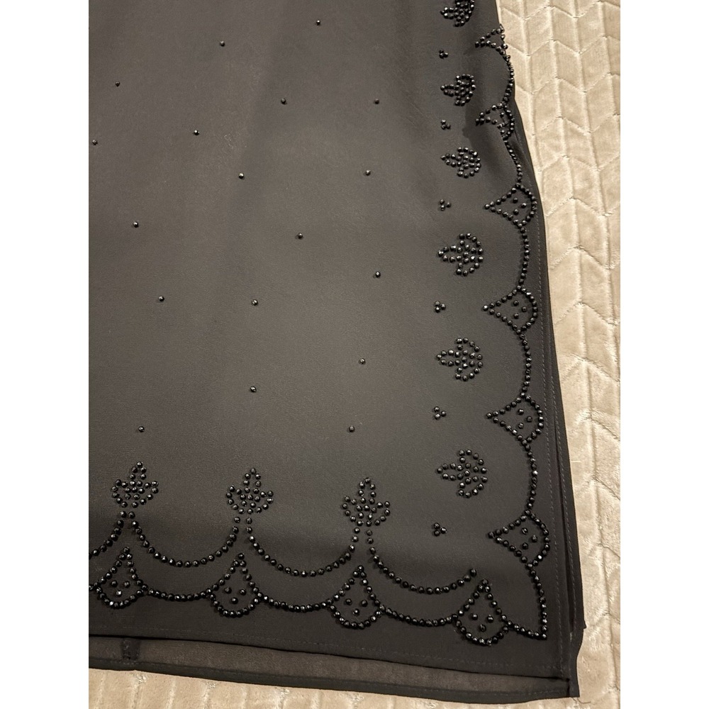 Vtg J.R. Nites Wiggle Skirt size 16W Black Sheer Overlay Beaded Vamp Goth Witchy